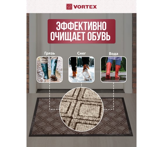 Влаговпитывающий коврик VORTEX Hall 60x90 см 24080