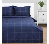 Комплект постельного белья Этель дуэт, Cage: dark blue, 143*215-2 шт, 215*240, 50*70+3-2 шт, мако-сатин, 114 г/м2 10060111