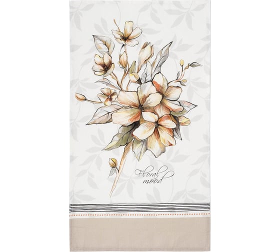 Полотенце Этель Floral mood 40x73 см, 100% хлопок, репс 210 гр/м2 4645829