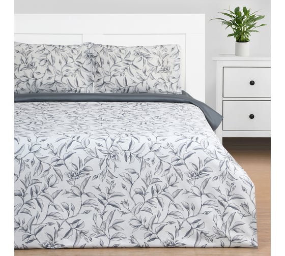 Комплект постельного белья Этель Magnolia евро, 200х217 см, 220х240 см, 50х70 см -2 шт., мако-сатин 114 г/м2 9355454