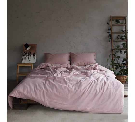 Комплект постельного белья Этель 1.5 спальное, 155х210 см, 160х240 см, 50х70 см-2 шт., пудра, 100% жатый хлопок, 140 г/м2 4627787 1
