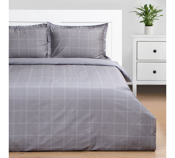 Комплект постельного белья Этель Cage: grey 1.5 спальное, 143х215, 150х215, 50х70+3 см-2 шт., мако-сатин, 114 г/м2 10060102