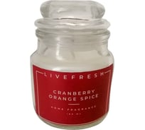 Свеча ароматическая парафиновая LIVEFRESH Пряный апельсин с клюквой, в стекле, 245 г, 35-40 ч/г IND-120CANK