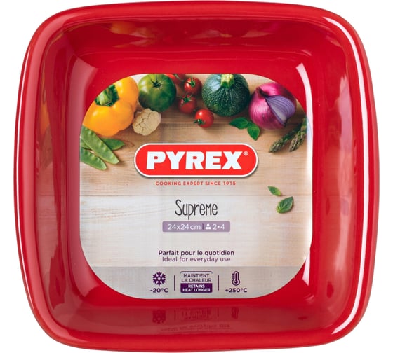 Форма для запекания и выпечки PYREX SUPREME красная, 24x24 см, квадратная SU24SR5/7046