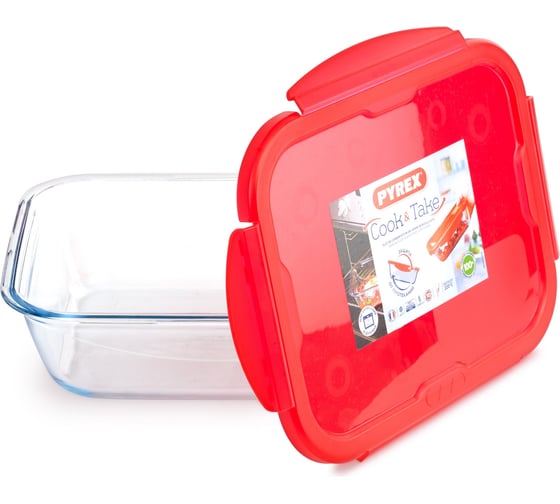 Форма для запекания и выпечки PYREX COOK and TAKE 3.5 л, 30x23x8 см, прямоугольная, с крышкой 283PG00R 1