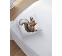 Наволочка декоративная JoyArty на молнии, чехол на подушку Белка с орешком 45x45 см sl_78320