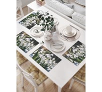 Салфетки на стол для сервировки JOYARTY прямоугольные, плейсмат "Подснежник в лесу", 32x46 см, в комплекте 4 шт., серия 8 марта np_430101