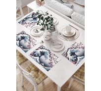 Салфетки на стол для сервировки JOYARTY прямоугольные, плейсмат "Сакура над волной", 32x46 см, в комплекте 4 шт. np_sd1395