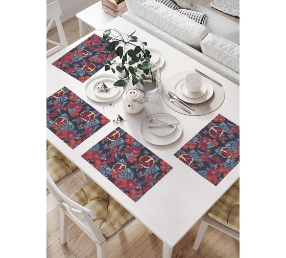 Салфетки на стол для сервировки JOYARTY прямоугольные, плейсмат "Мирные гранаты", 32x46 см, в комплекте 4 шт. np_12279 1