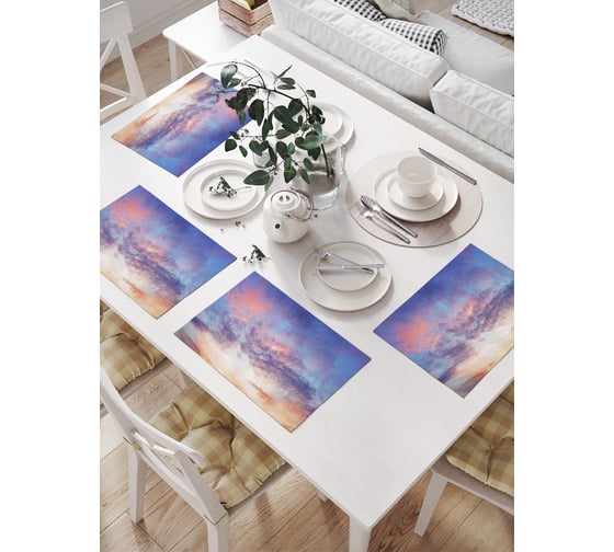 Салфетки на стол для сервировки JOYARTY прямоугольные, плейсмат "Небесный купол", 32x46 см, в комплекте 4 шт. np_13020 1