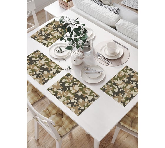 Салфетки на стол для сервировки JOYARTY прямоугольные, плейсмат "Военное окружение", 32x46 см, в комплекте 4 шт. np_3884 1