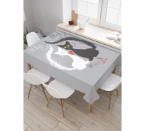Прямоугольная водоотталкивающая скатерть JoyArty на стол Коты и обглоданные косточки 120x145 tcox_52764_120x145