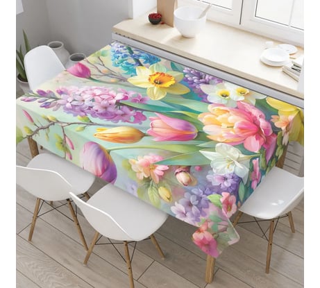 Прямоугольная тканевая скатерть на стол JoyArty с рисунком Весенний подарок 120 на 145 см tc_sd1954_120x145