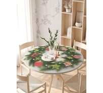 Скатерть на кухонный стол JoyArty Новогодний венок, круглая на резинке, диаметр 105-120 см, серия Новый год и Рождество frtc_419791_140x140