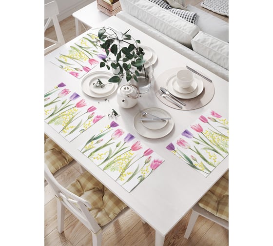 Салфетки на стол для сервировки JoyArty прямоугольные, плейсмат "Цветы весны", 32x46 см, в комплекте 4шт., серия 44993 np_422932 1