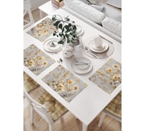 Салфетки на стол для сервировки JoyArty прямоугольные, плейсмат "Золотые цветы", 32x46 см, в комплекте 4шт. np_sd2005