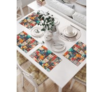 Салфетки на стол для сервировки JoyArty прямоугольные, плейсмат "Плитка из цветов", 32x46 см, в комплекте 4шт. np_sd1726