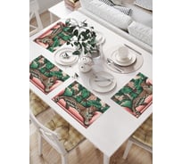 Салфетки на стол для сервировки JoyArty прямоугольные, плейсмат "Леопард на диване", 32x46 см, в комплекте 4шт. np_429935