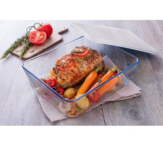 Форма для запекания и выпечки PYREX COOK and FREEZ с крышкой, 0.8 л, 19x14x5 см, прямоугольная 241P000