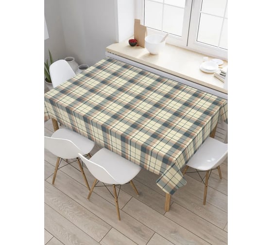 Прямоугольная тканевая скатерть на стол с рисунком JoyArty Кофейная клетка 145х180 см tc_56929_180x145 1