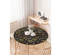 Скатерть на кухонный стол JOYARTY "Полотно листьев", круглая на резинке, диаметр 75-100 см frtc_423864_120x120