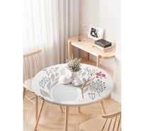 Скатерть на кухонный стол JOYARTY "Зайчик в цветах", круглая на резинке, диаметр 75-100 см frtc_429268_120x120
