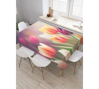 Прямоугольная тканевая скатерть на стол с рисунком JoyArty "Поле тюльпанов" 120 на 145 см, серия 44993 tc_422955_120x145