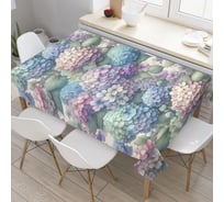 Прямоугольная тканевая скатерть на стол с рисунком JoyArty "Поле гортензий" 120 на 145 см tc_sd2466_120x145