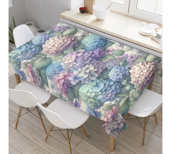 Прямоугольная тканевая скатерть на стол с рисунком JoyArty "Поле гортензий" 120 на 145 см tc_sd2466_120x145 1