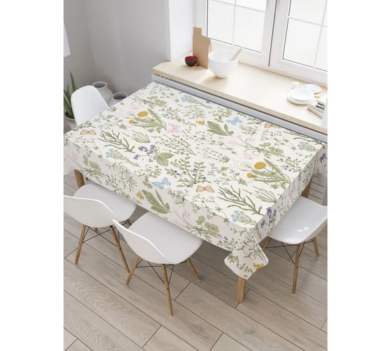 Прямоугольная тканевая скатерть на стол с рисунком JoyArty "Полевой гербарий" 145 на 180 см tc_27699_180x145 1