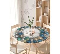 Скатерть на кухонный стол JoyArty "Круг из шариков", круглая на резинке, диаметр 105-120 см, серия Новый год и Рождество frtc_20282_140x140