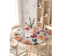Скатерть на кухонный стол JoyArty "Весенние цветы", круглая на резинке, диаметр 105-120 см, серия 8 марта frtc_430097_140x140