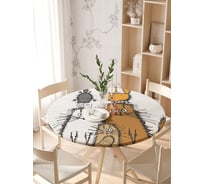 Скатерть на кухонный стол JoyArty "Семейство котов", круглая на резинке, диаметр 105-120 см frtc_128621_140x140