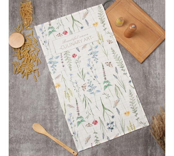 Полотенце Этель Wild flowers 40x73 см, 100% хл, саржа 190 гр/м2 10226808