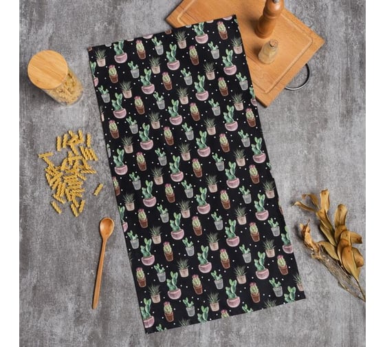 Полотенце Этель Succulents 40x73см, 100% хл, саржа 190 г/м2 6756597