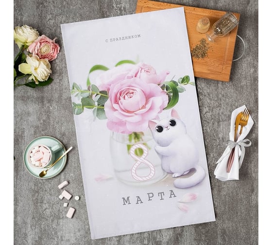 Полотенце Этель "Котики" 40x73 см, 100% хл, саржа 190 гр/м2 4682707