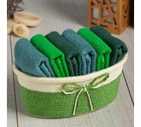 Набор декоративных махровых салфеток Этель 30x30см-6шт, цвет зеленый, 100% хл 9284782