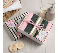 Набор махровых салфеток Этель Счастье это ты 30x30 см -5шт, 100% хл, 340гр/м2 5374121