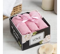 Набор махровых салфеток Этель С любовью 30x30 см -3 шт, хлопок, 340г/м3 4093984