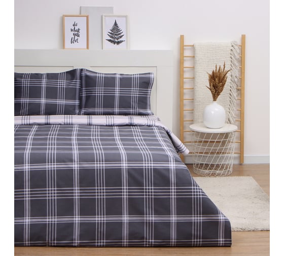 Комплект постельного белья LoveLife 1,5 спальный, Square gray, 143х215см, 150х225см, 50х70см-2шт, 100% хлопок, сатин, 125г/м² 1027790 10277909