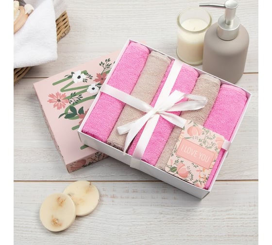 Набор махровых салфеток Этель For mom 30x30 см -5шт, 100% хл, 340гр/м2 7576352
