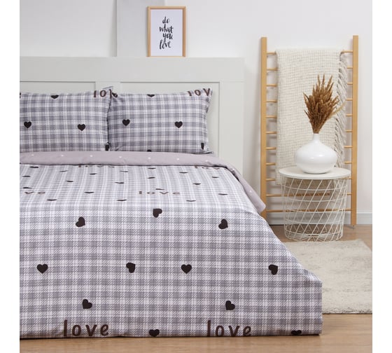 Комплект постельного белья LoveLife 1,5 спальный, Клетка, 143х215см, 150х225см, 50х70см-2шт, 100% хлопок, сатин, 125г/м² 10283988 1