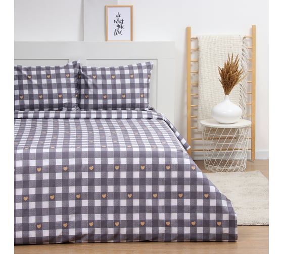 Комплект постельного белья LoveLife 2 спальный, Life, 175х215см, 200х225см, 50х70см-2шт, 100% хлопок, сатин, 125г/м² 10283993