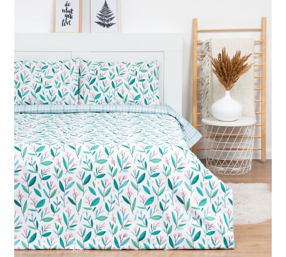 Комплект постельного белья LoveLife 2 спальный, Leaves 175х215см, 200х225см, 50х70см-2шт, 100% хлопок, сатин, 125г/м 7841039 1