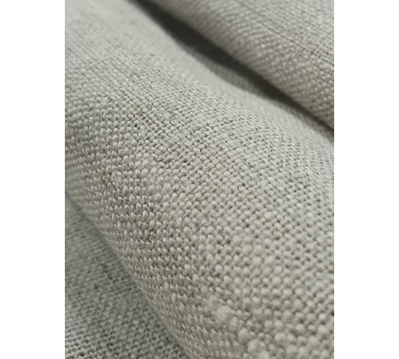 Штора Лен натуральный ШхВ - 220x300см с подхватом, левая бирюзовый/серый Костромской текстиль 00-00804480