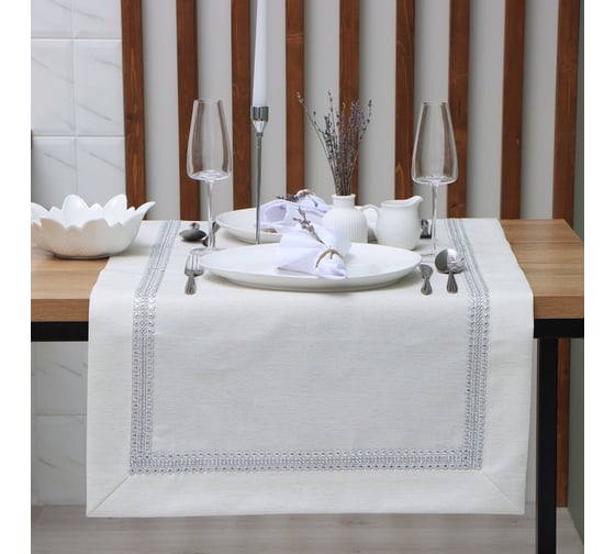 Дорожка со стразами Этель цвет молочный 50х100 ±5 см, 100% п/э 10150835 1