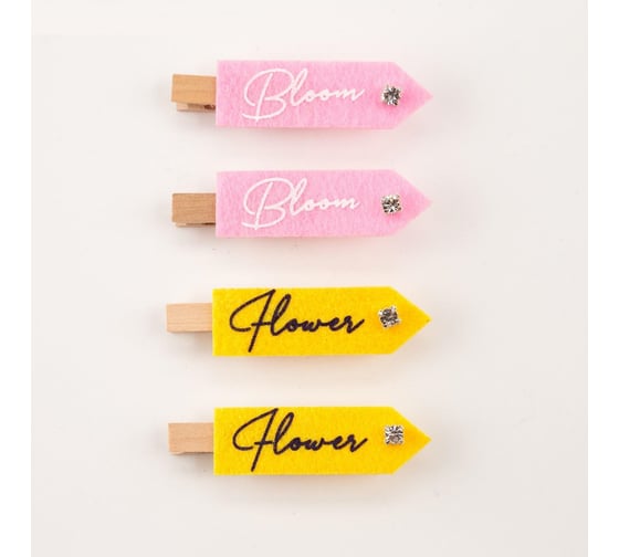 Набор декоративных прищепок Доляна Bloom 4 шт, фетр/дерево 5065926 1