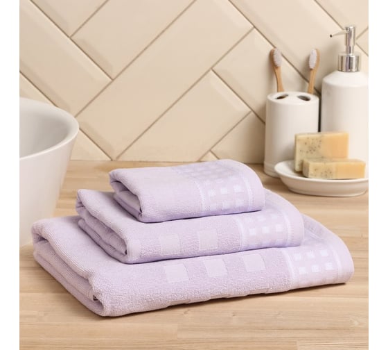 Полотенце махровое LoveLife Square 30х60 см, цвет св-лавандовый, 100% хл, 380 гр/м2 9097644 1