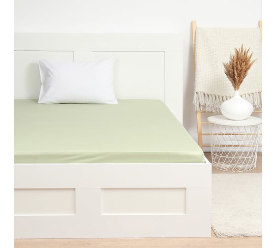 Простыня на резинке LoveLife Young grass 160х200+25 см, сатин, 125г/м² 10366237