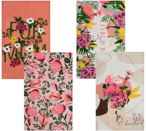 Набор кухонных полотенец Доляна Spring mood 35x60см-4шт, 100% хл 7516064 1